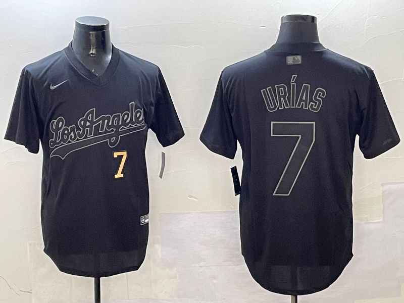 Men Los Angeles Dodgers #7 Urias Black Fashion Game 2025 Nike MLB Jersey style 3189->miami marlins->MLB Jersey